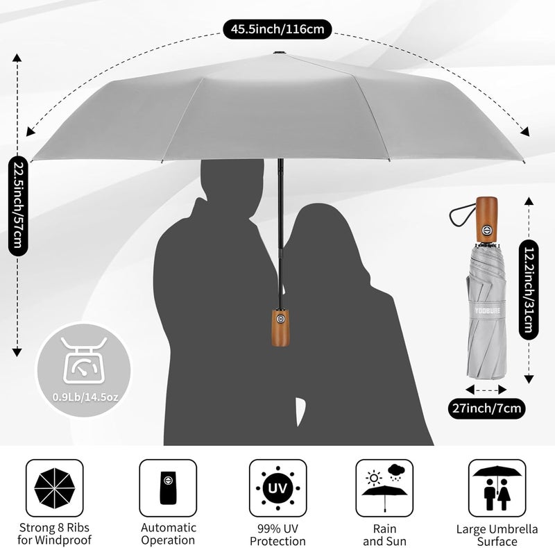 Yoobure Travel Umbrella Portable Compact Umbrellas, Pocket Mini for Purse, Umbrellas for UV Sun & Rain Small for Backpack, Umbrella with Case Folding for Kids Women - Image 2